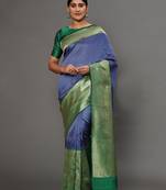 Glemora BlueGreen Beautiful Ethnic Wear Silk Blend Banarasi Traditional Saree
