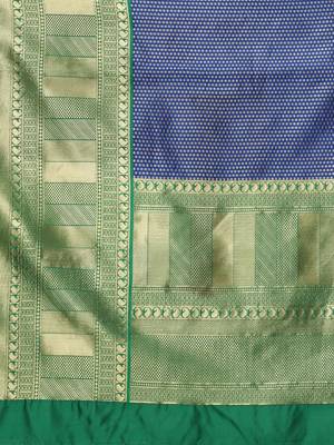 Glemora BlueGreen Beautiful Ethnic Wear Silk Blend Banarasi Traditional Saree 5