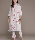 Grey printed cotton kurta sets