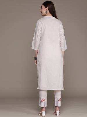 Grey printed cotton kurta sets 3