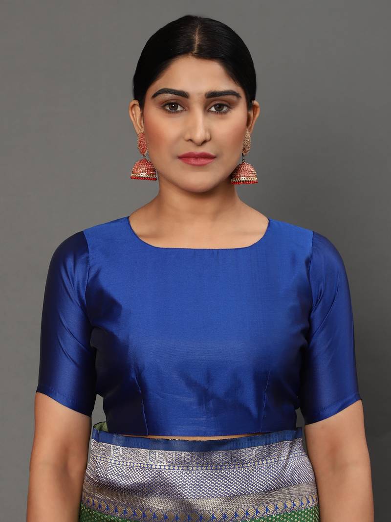 Glemora GreenBlue Beautiful Ethnic Wear Silk Blend Banarasi Traditional Saree