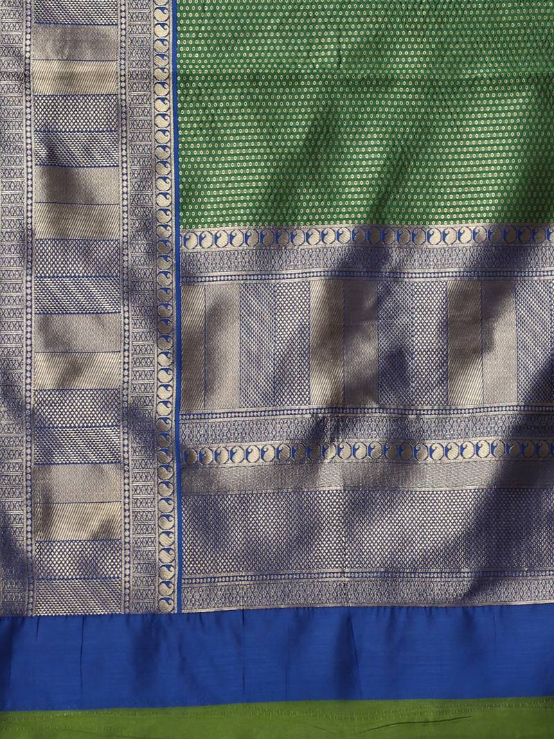 Glemora GreenBlue Beautiful Ethnic Wear Silk Blend Banarasi Traditional Saree