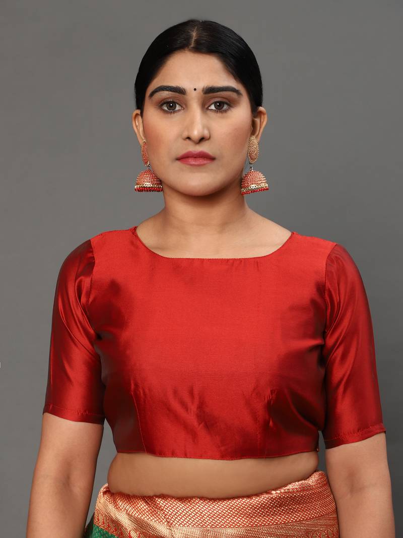 Glemora GreenRed Beautiful Ethnic Wear Silk Blend Banarasi Traditional Saree