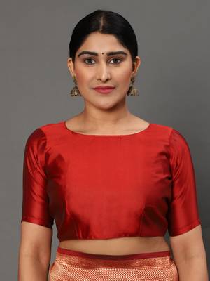 Glemora NevyBlueRed Beautiful Ethnic Wear Silk Blend Banarasi Traditional Saree 4