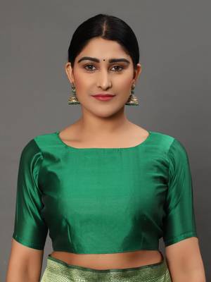 Glemora RedGreen Beautiful Ethnic Wear Silk Blend Banarasi Traditional Saree 4