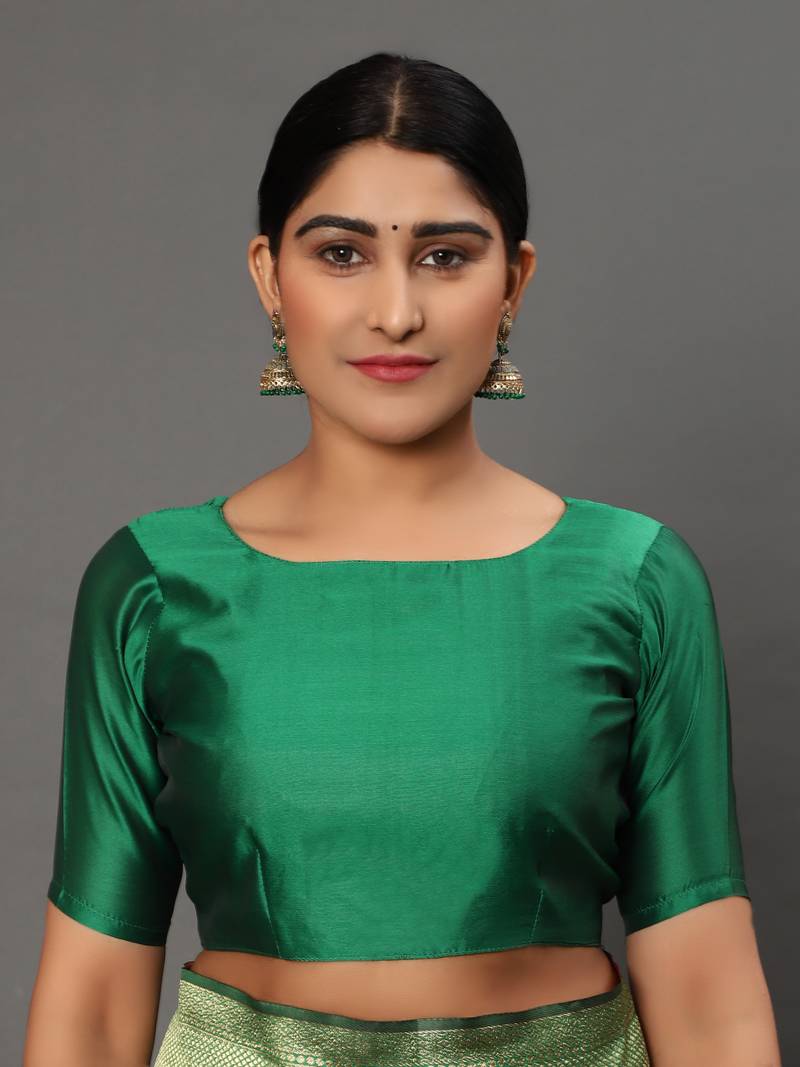 Glemora RedGreen Beautiful Ethnic Wear Silk Blend Banarasi Traditional Saree