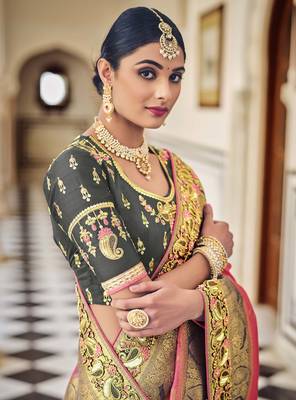pink woven banarasi saree with blouse 2