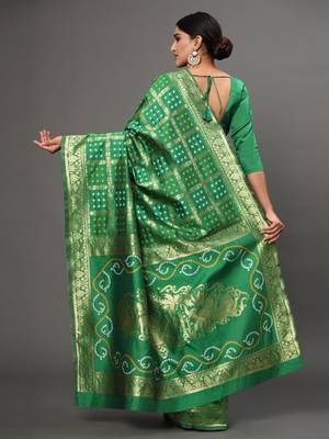 Glemora Green Designer Ethnic Wear Silk Blend Banarasi Traditional Saree 2