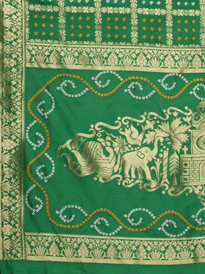 Glemora Green Designer Ethnic Wear Silk Blend Banarasi Traditional Saree 5