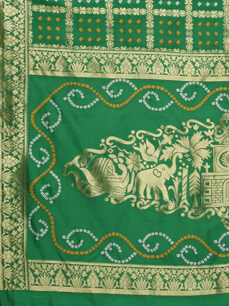 Glemora Green Designer Ethnic Wear Silk Blend Banarasi Traditional Saree