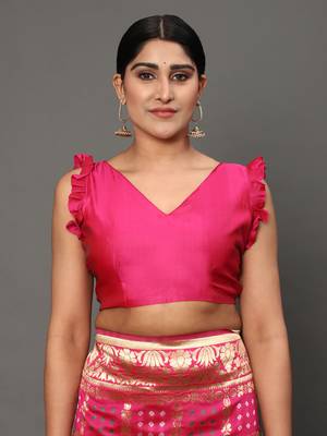 Glemora Pink Designer Ethnic Wear Silk Blend Banarasi Traditional Saree 4