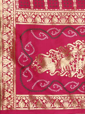 Glemora Pink Designer Ethnic Wear Silk Blend Banarasi Traditional Saree 5