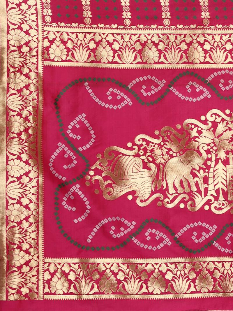 Glemora Pink Designer Ethnic Wear Silk Blend Banarasi Traditional Saree