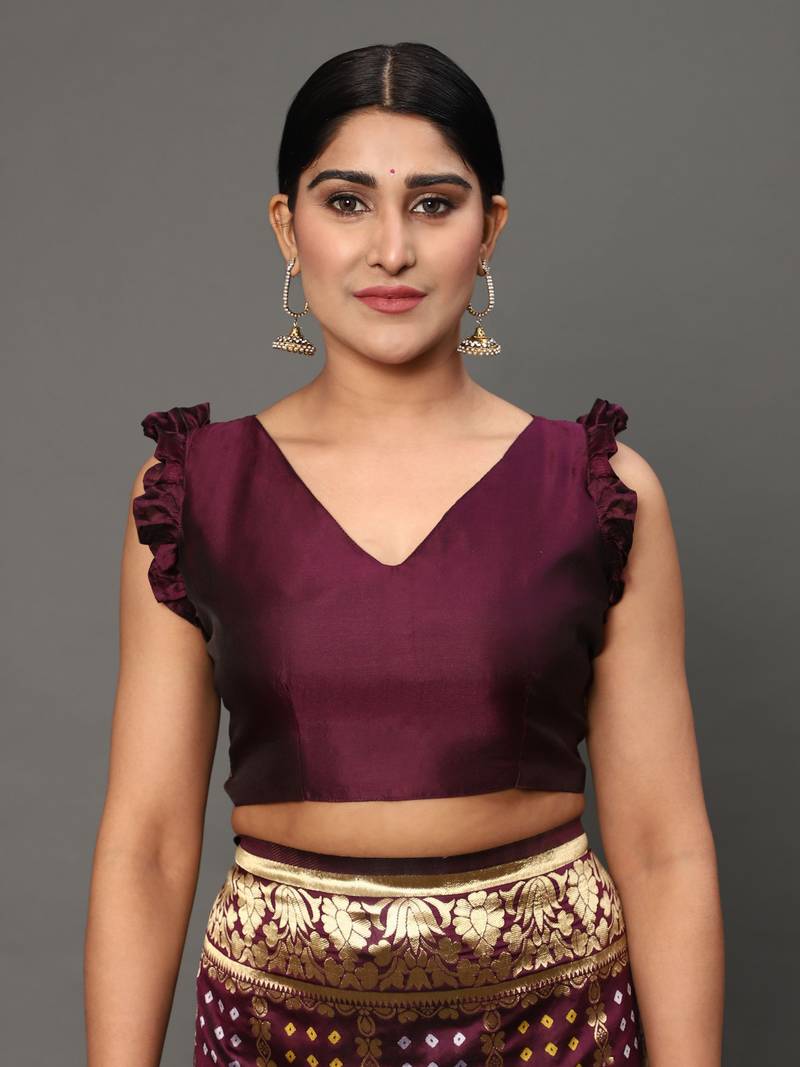 Glemora Wine Designer Ethnic Wear Silk Blend Banarasi Traditional Saree