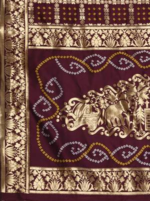 Glemora Wine Designer Ethnic Wear Silk Blend Banarasi Traditional Saree 5