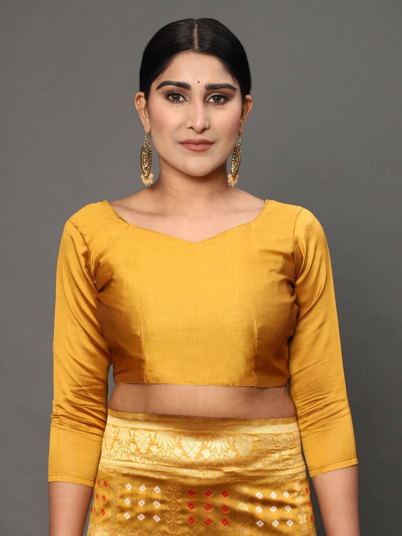 Glemora Yellow Designer Ethnic Wear Silk Blend Banarasi Traditional Saree