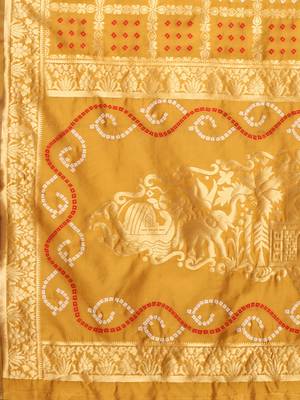 Glemora Yellow Designer Ethnic Wear Silk Blend Banarasi Traditional Saree 5