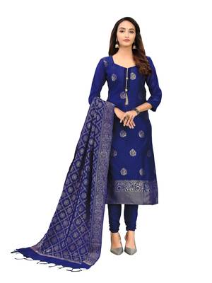 Navy-blue jacquard banarasi salwar 1
