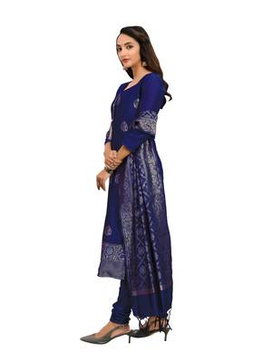 Navy-blue jacquard banarasi salwar 3