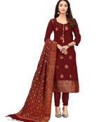 Wine jacquard banarasi salwar