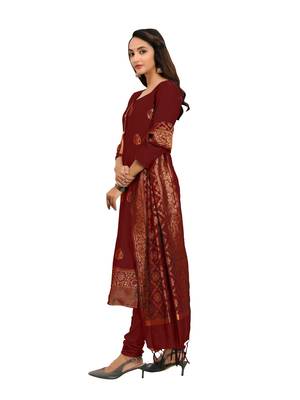 Wine jacquard banarasi salwar 3