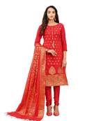 Dark-red jacquard banarasi salwar