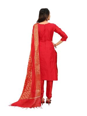 Dark-red jacquard banarasi salwar 2