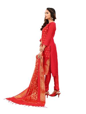 Dark-red jacquard banarasi salwar 3