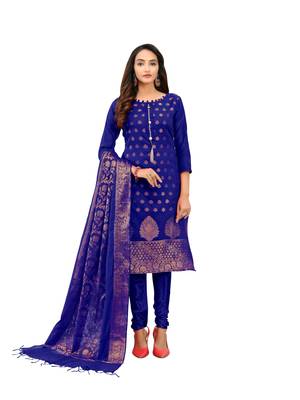 Royal-blue jacquard banarasi salwar 1