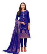Royal-blue jacquard banarasi salwar