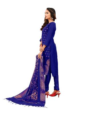 Royal-blue jacquard banarasi salwar 3