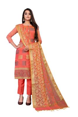 Orange block print banarasi salwar 1