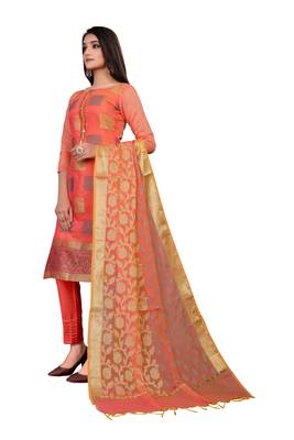 Orange block print banarasi salwar 4
