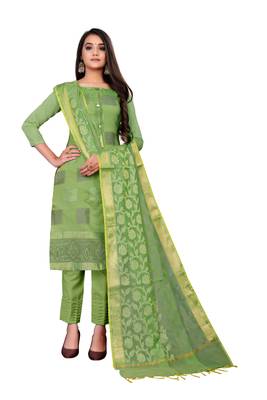 Parrot-green block print banarasi salwar 1