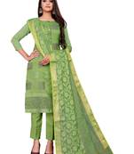 Parrot-green block print banarasi salwar