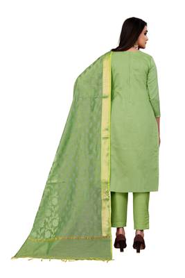 Parrot-green block print banarasi salwar 2