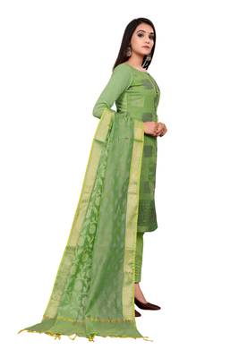 Parrot-green block print banarasi salwar 3