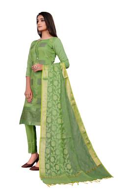 Parrot-green block print banarasi salwar 4