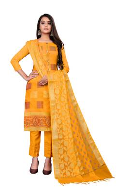 Yellow block print banarasi salwar 1