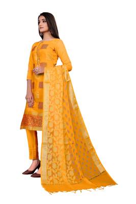 Yellow block print banarasi salwar 4