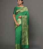 Glemora Green Beautiful Ethnic Wear Silk Blend Banarasi Traditional Saree