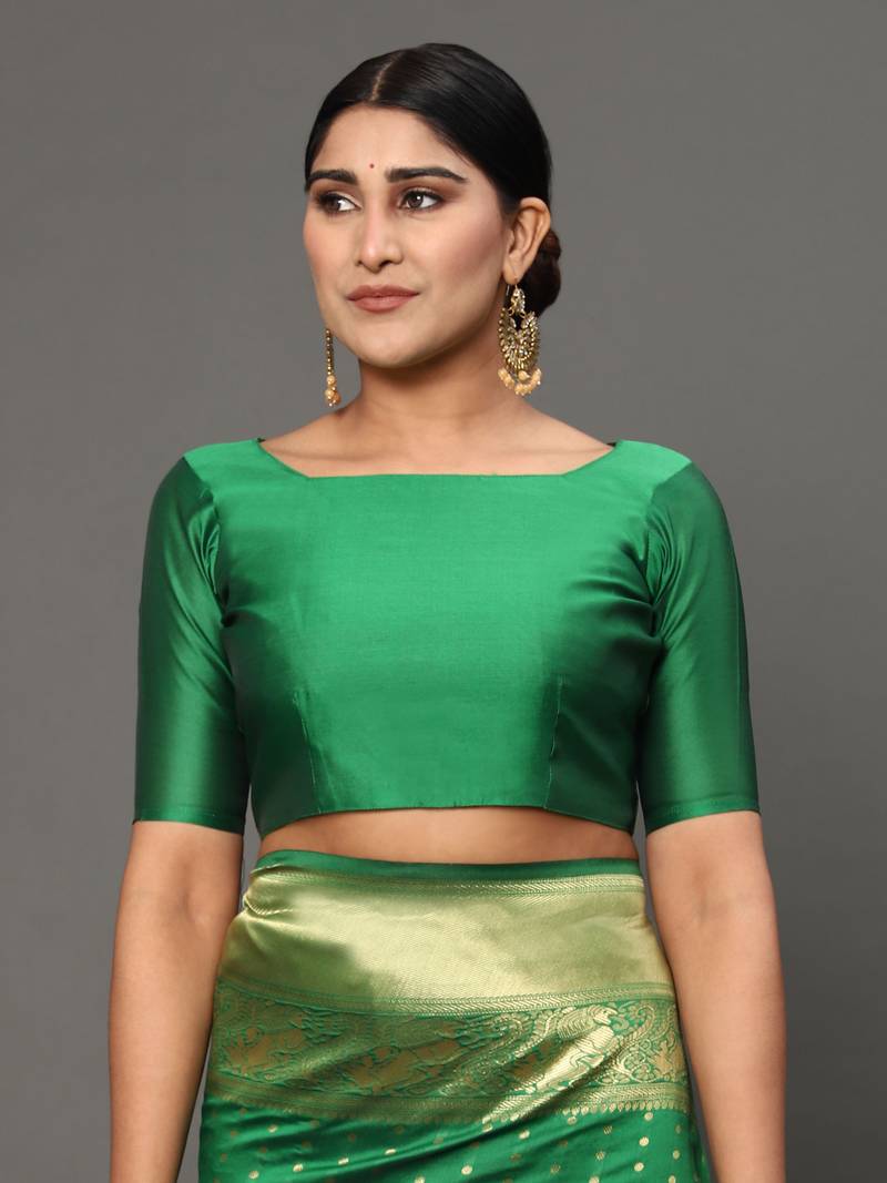 Glemora Green Beautiful Ethnic Wear Silk Blend Banarasi Traditional Saree