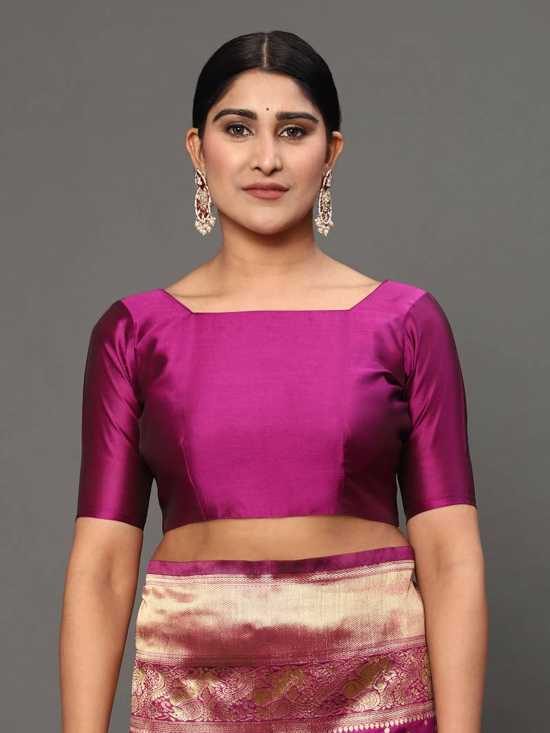 Glemora Wine Beautiful Ethnic Wear Silk Blend Banarasi Traditional Saree