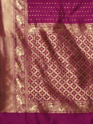 Glemora Wine Beautiful Ethnic Wear Silk Blend Banarasi Traditional Saree 5