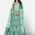 sweet Sky-blue Thread, Zari, and Sequins Embroidered georgette semi stitched lehenga