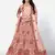 prepossessing Peach Thread, Zari, and Sequins Embroidered georgette semi stitched lehenga