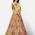 striking Yellow Thread, Zari, and Sequins Embroidered georgette semi stitched lehenga