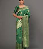 Glemora Green Fancy Ethnic Wear Silk Blend Banarasi Traditional Saree