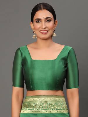 Glemora Green Fancy Ethnic Wear Silk Blend Banarasi Traditional Saree 4