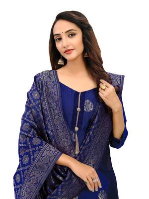 Navy-blue jacquard banarasi salwar 4